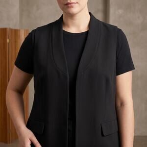 Derek Lam Women's Vest Black Open Front Shawl Collar Quiet Luxury L